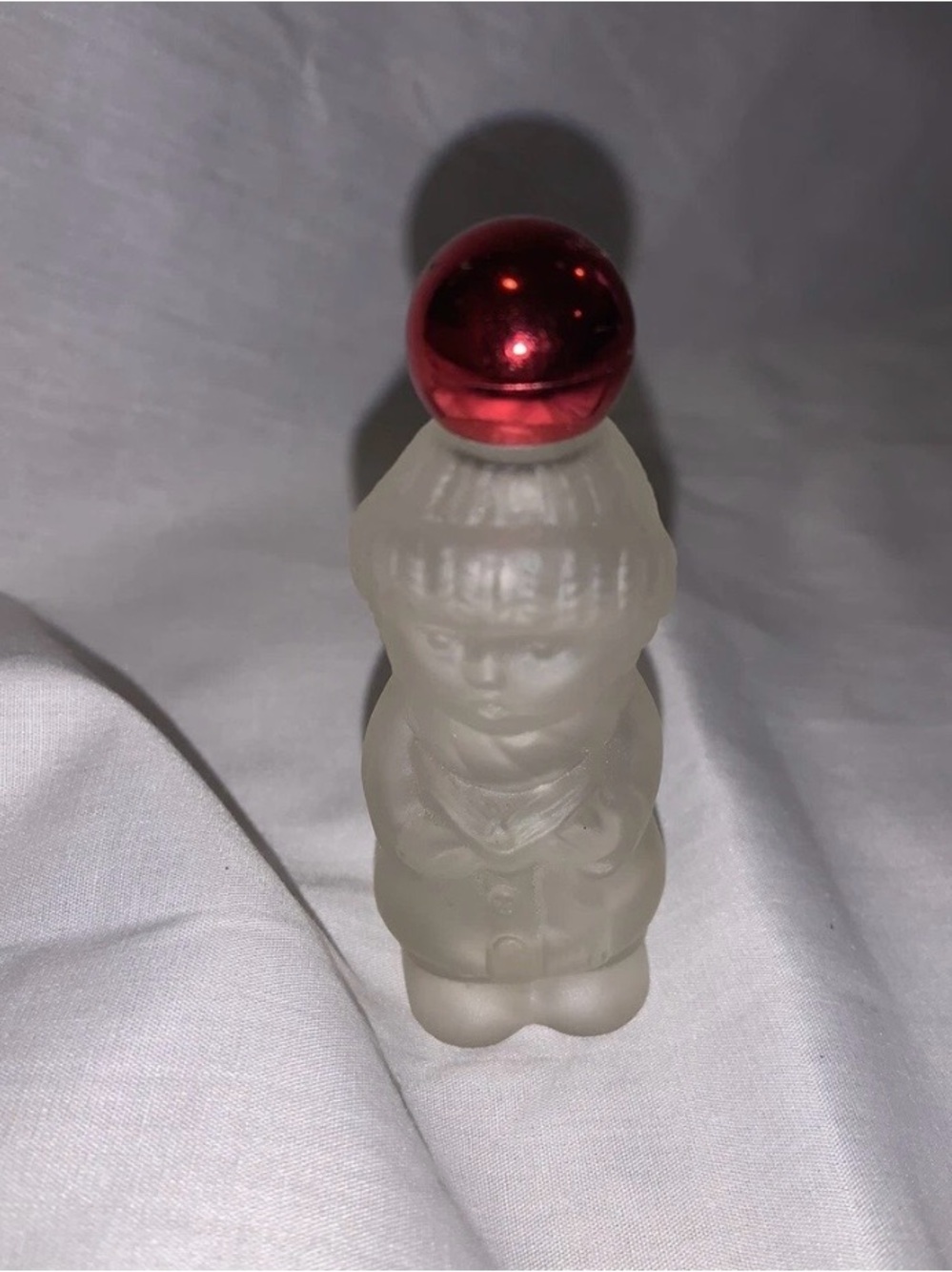 Frosted White Girl Figurine Home Accent with Red Metallic Accent